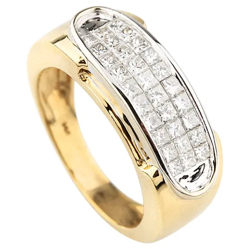 14k Yellow Gold Diamond Plaque Ring TDW = 2.50 Ct Size 7