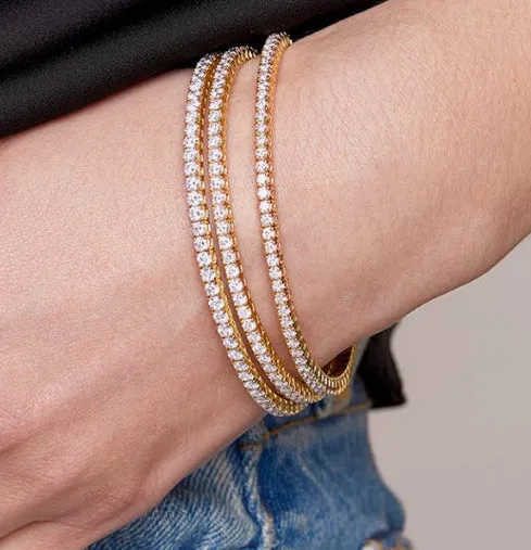 14k Yellow Gold Diamond Stretch Bangle