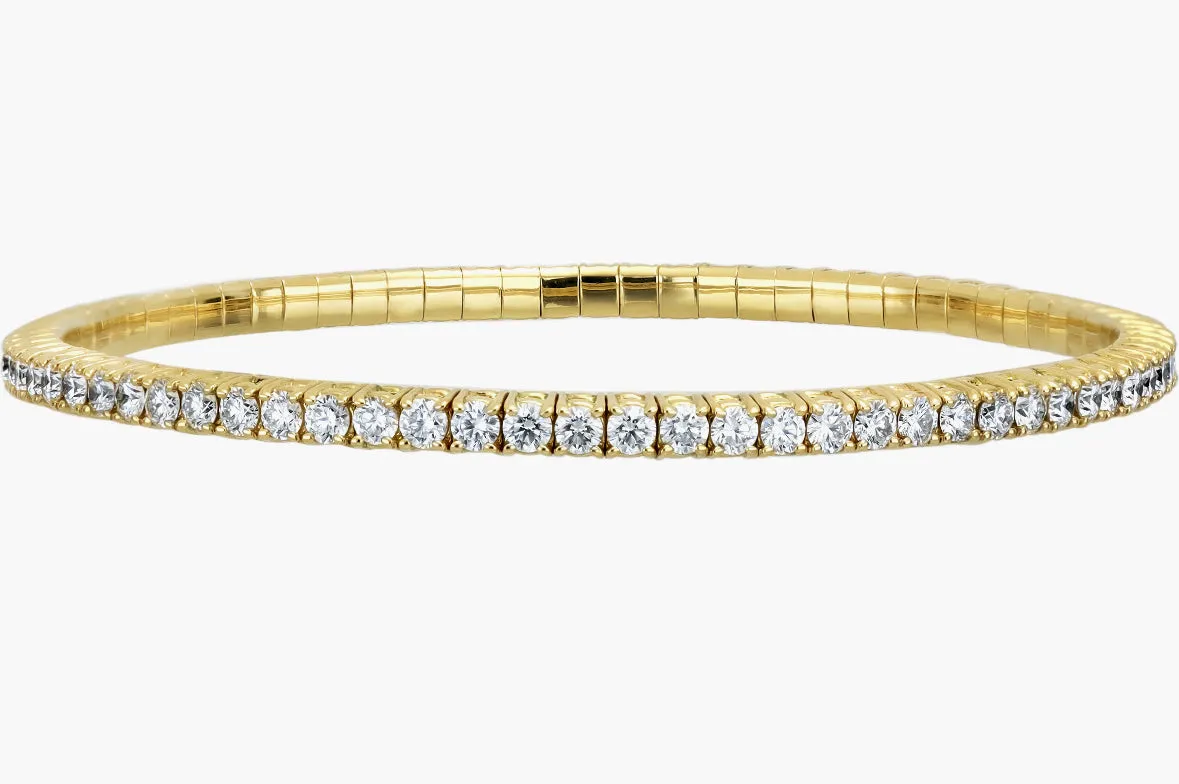 14k Yellow Gold Diamond Stretch Bangle