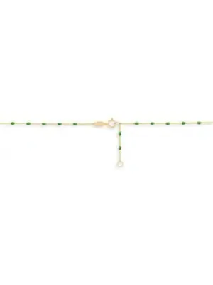 14K Yellow Gold Enamel Bead Chain Necklace