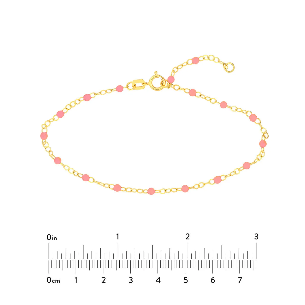 14K Yellow Gold Enamel Bead Chain Necklace