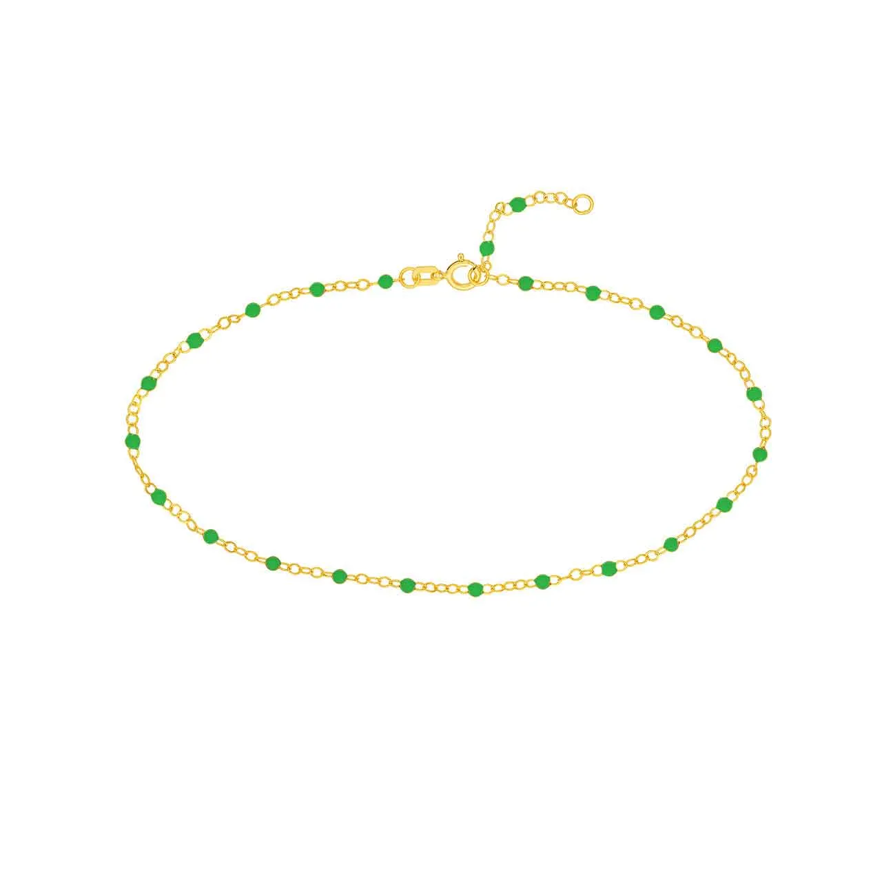 14K Yellow Gold Enamel Bead Chain Necklace