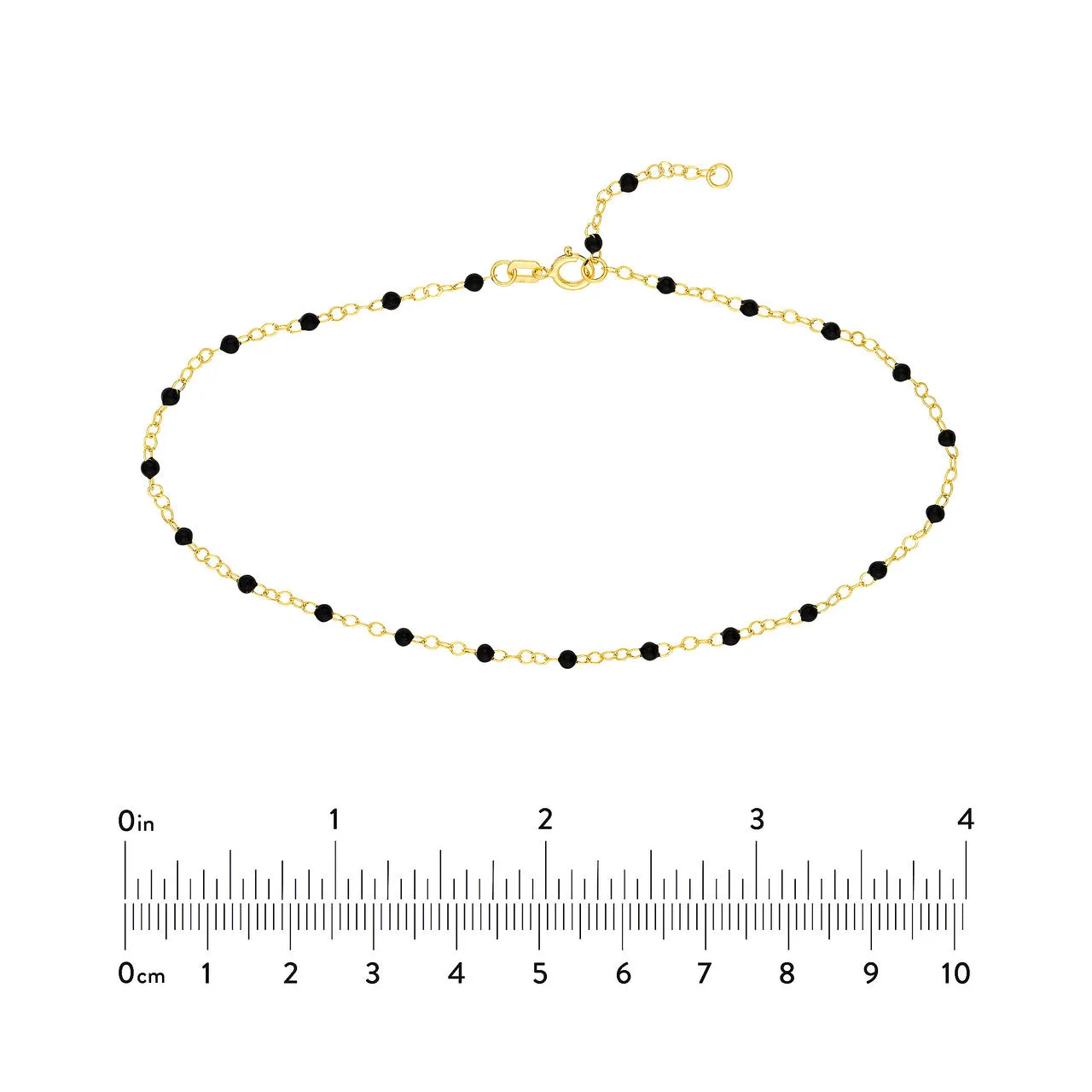 14K Yellow Gold Enamel Bead Chain Necklace