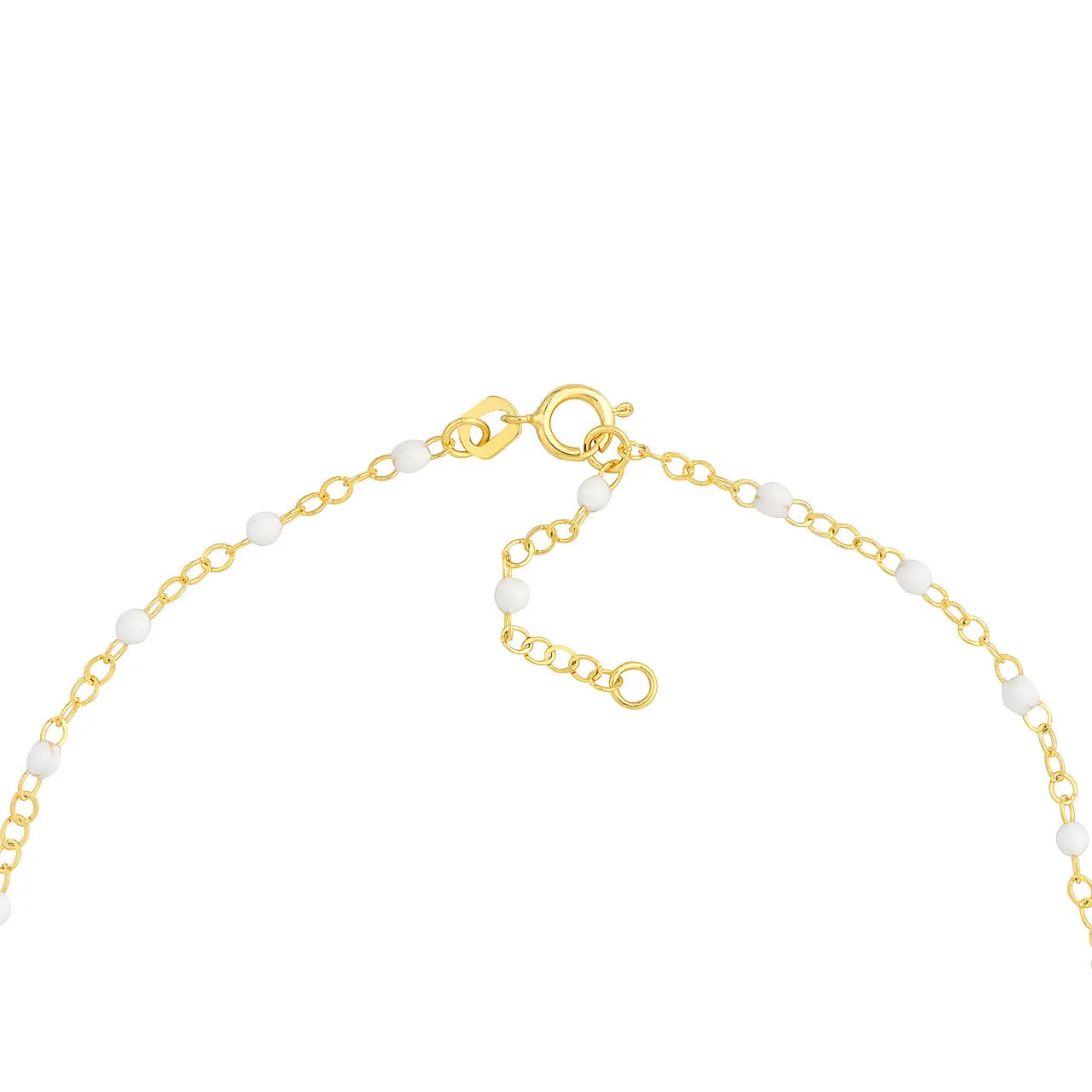 14K Yellow Gold Enamel Bead Chain Necklace