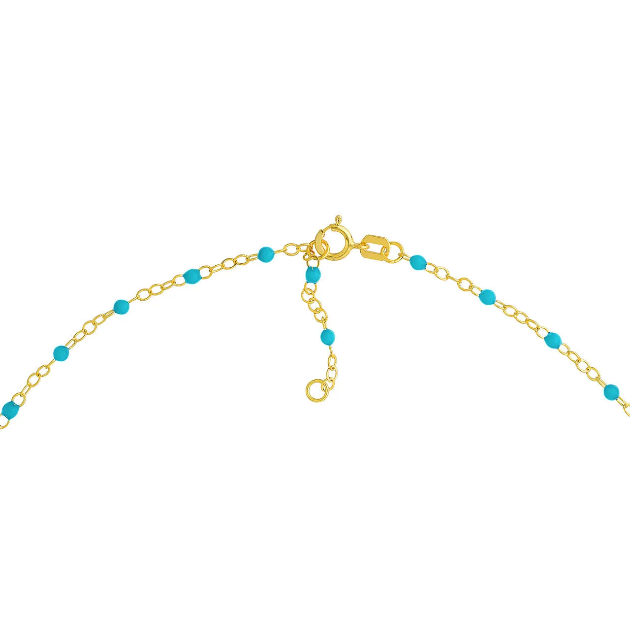 14K Yellow Gold Enamel Bead Chain Necklace