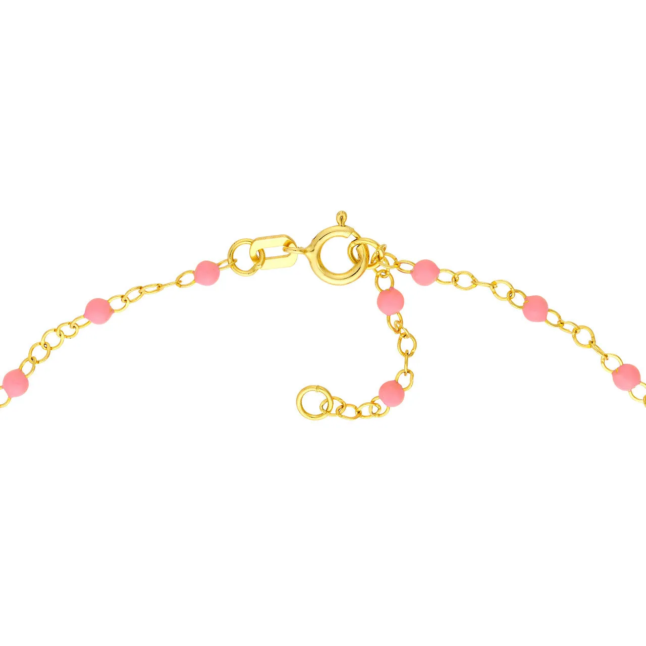 14K Yellow Gold Enamel Bead Chain Necklace