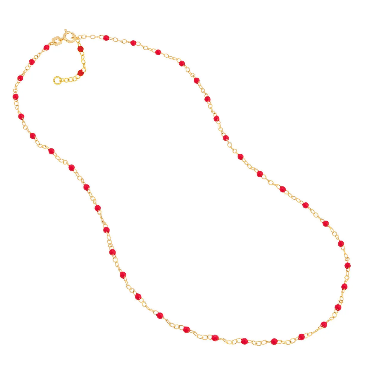 14K Yellow Gold Enamel Bead Chain Necklace