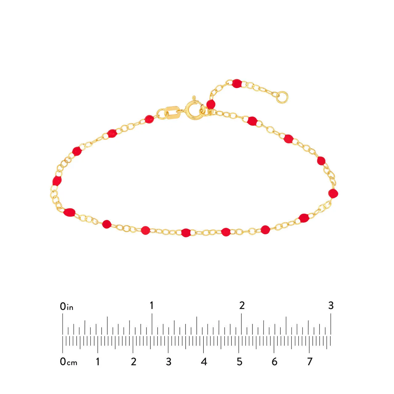 14K Yellow Gold Enamel Bead Chain Necklace