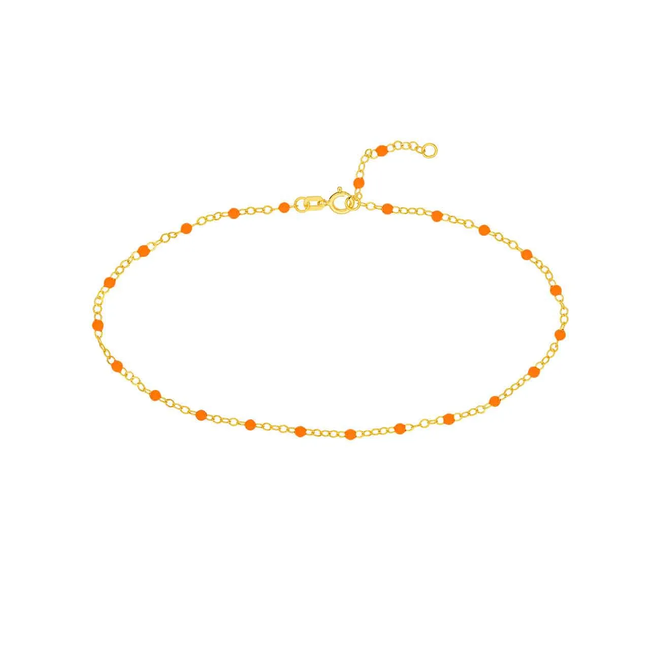 14K Yellow Gold Enamel Bead Chain Necklace