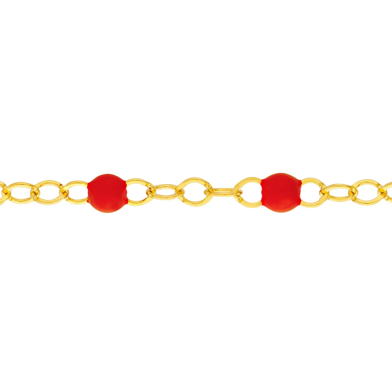 14K Yellow Gold Enamel Bead Chain Necklace