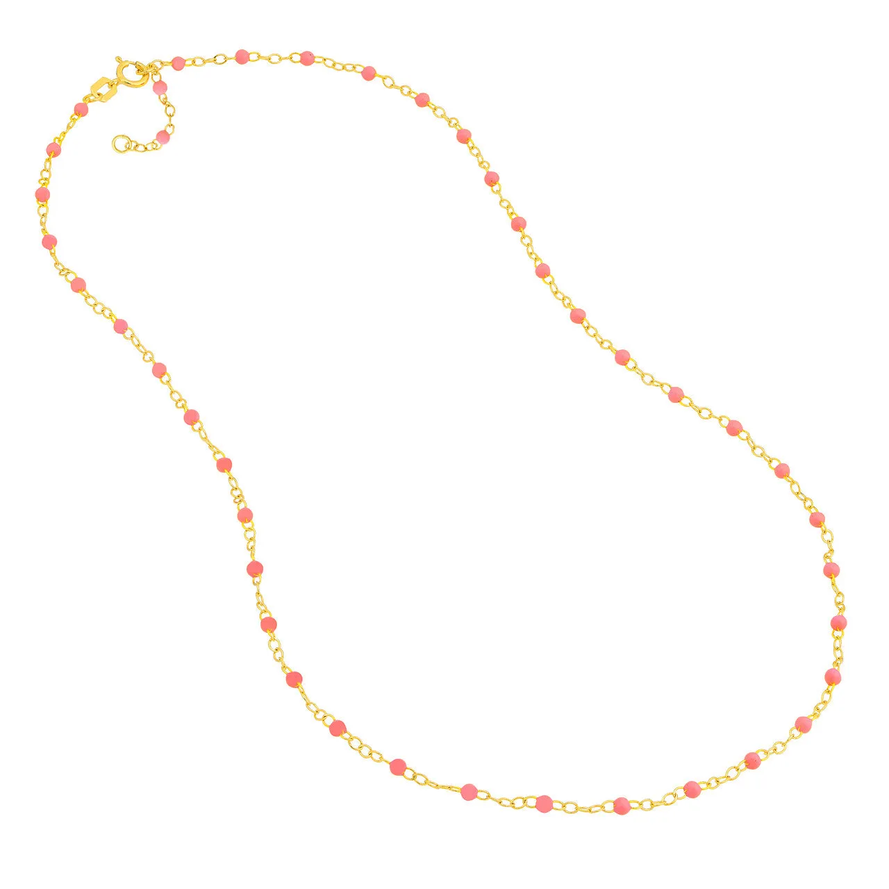 14K Yellow Gold Enamel Bead Chain Necklace