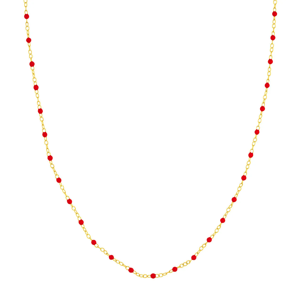 14K Yellow Gold Enamel Bead Chain Necklace