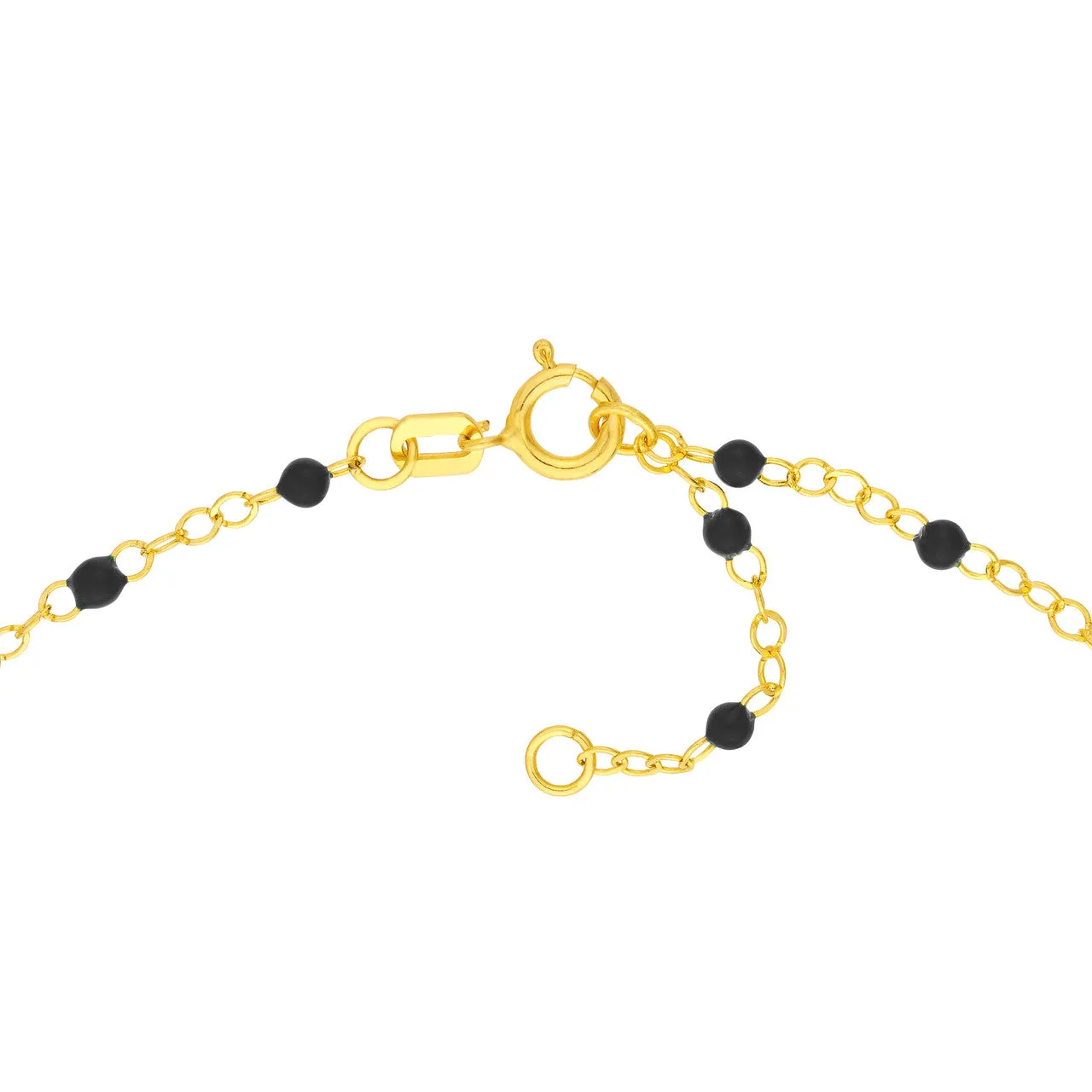14K Yellow Gold Enamel Bead Chain Necklace