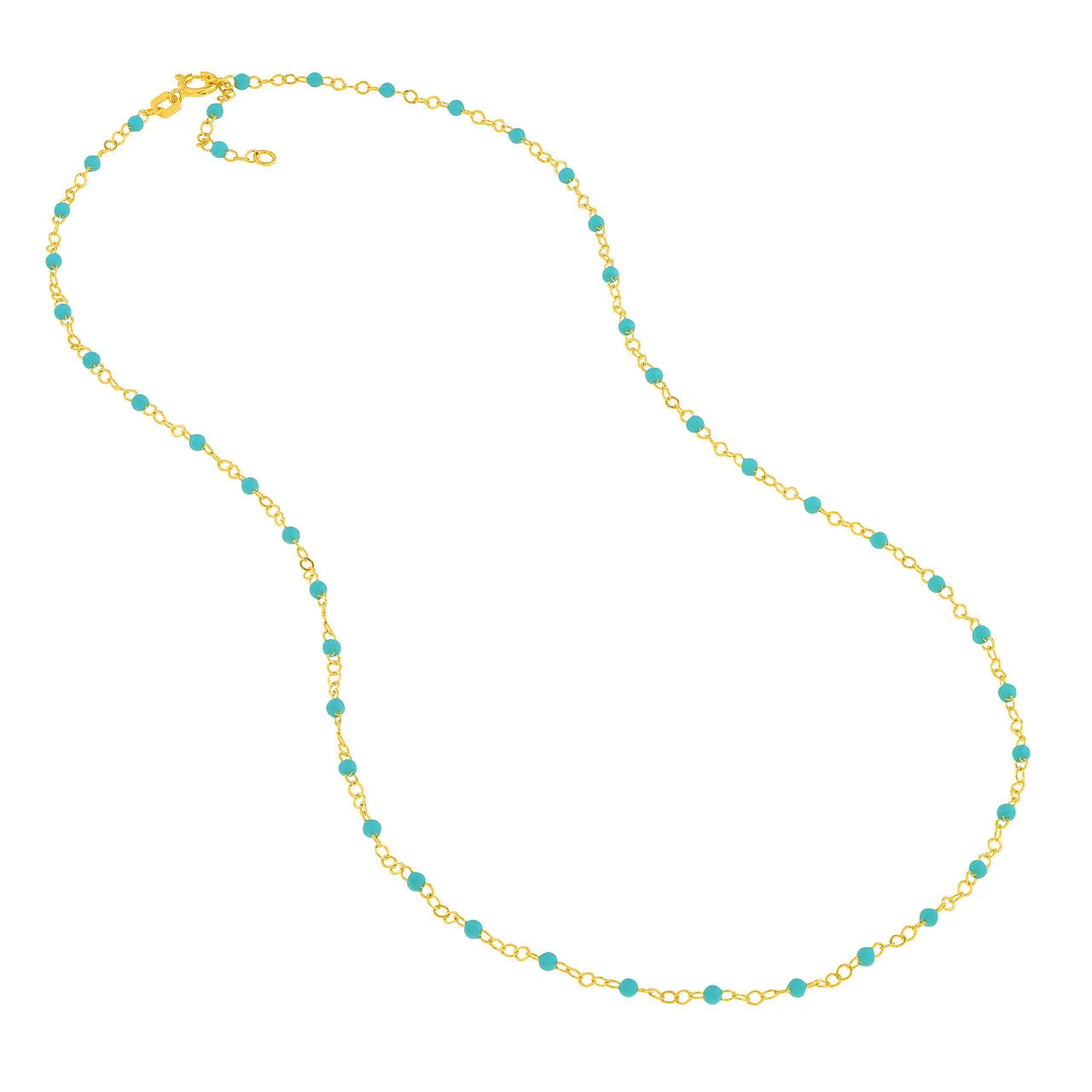 14K Yellow Gold Enamel Bead Chain Necklace