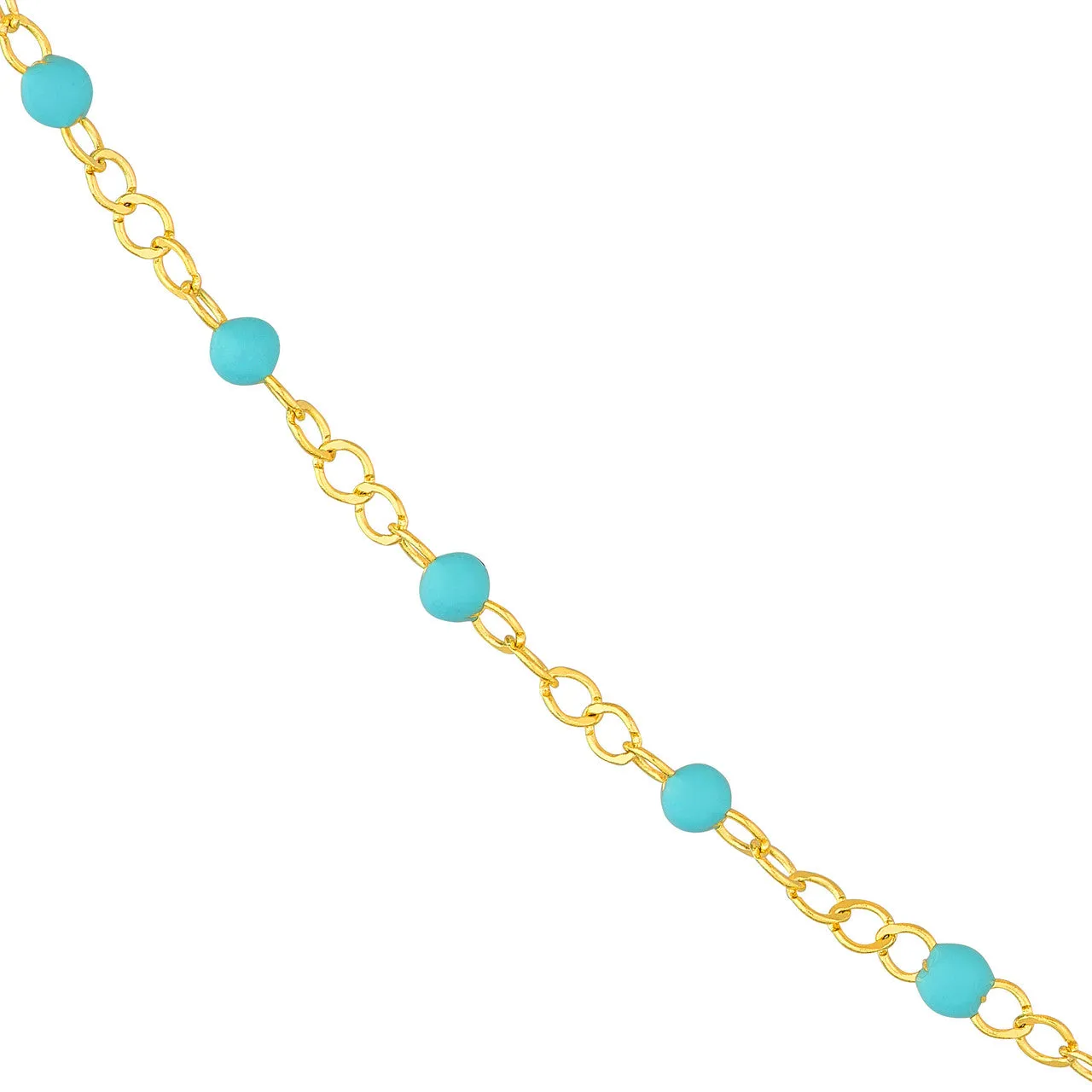 14K Yellow Gold Enamel Bead Chain Necklace