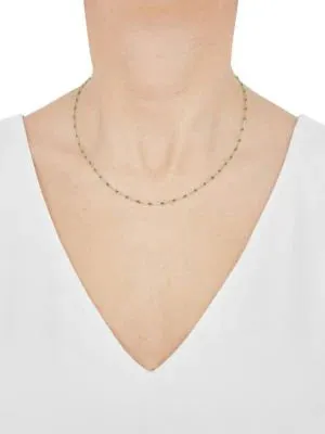 14K Yellow Gold Enamel Bead Chain Necklace