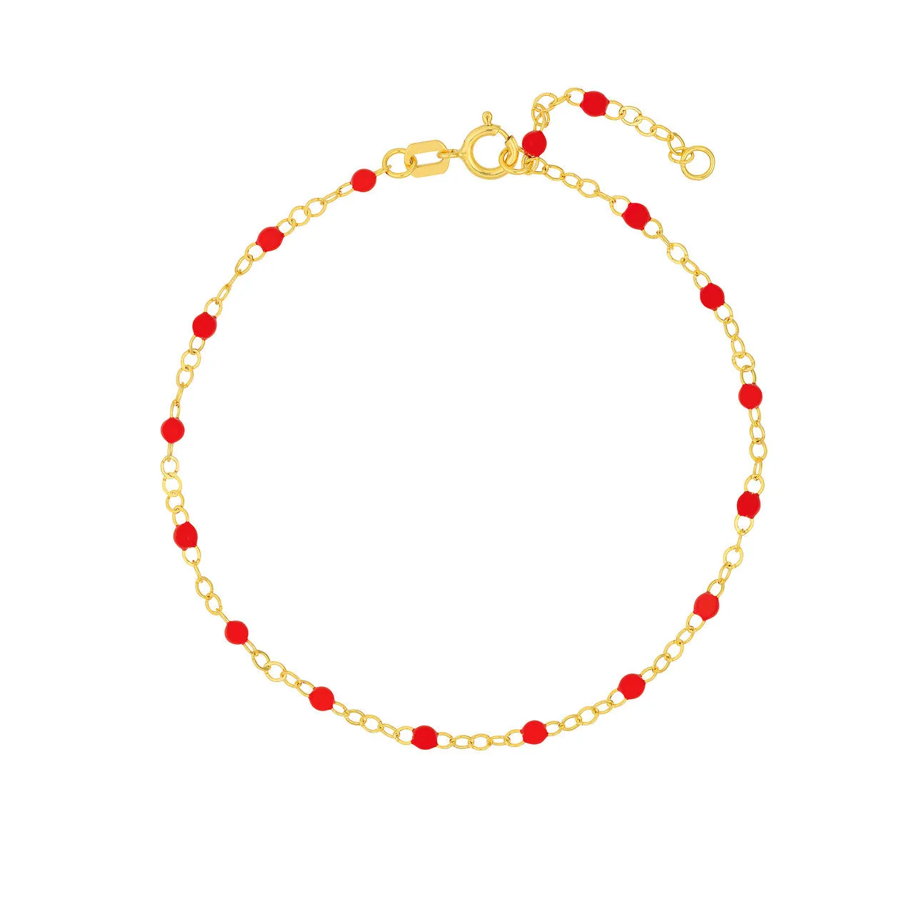 14K Yellow Gold Enamel Bead Chain Necklace