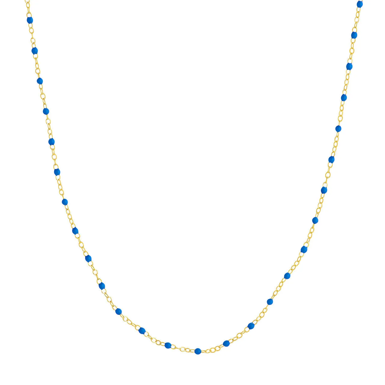 14K Yellow Gold Enamel Bead Chain Necklace