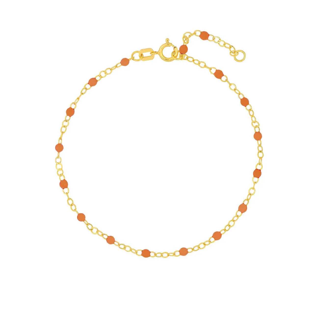 14K Yellow Gold Enamel Bead Chain Necklace