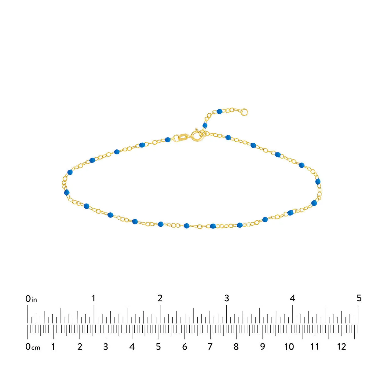 14K Yellow Gold Enamel Bead Chain Necklace