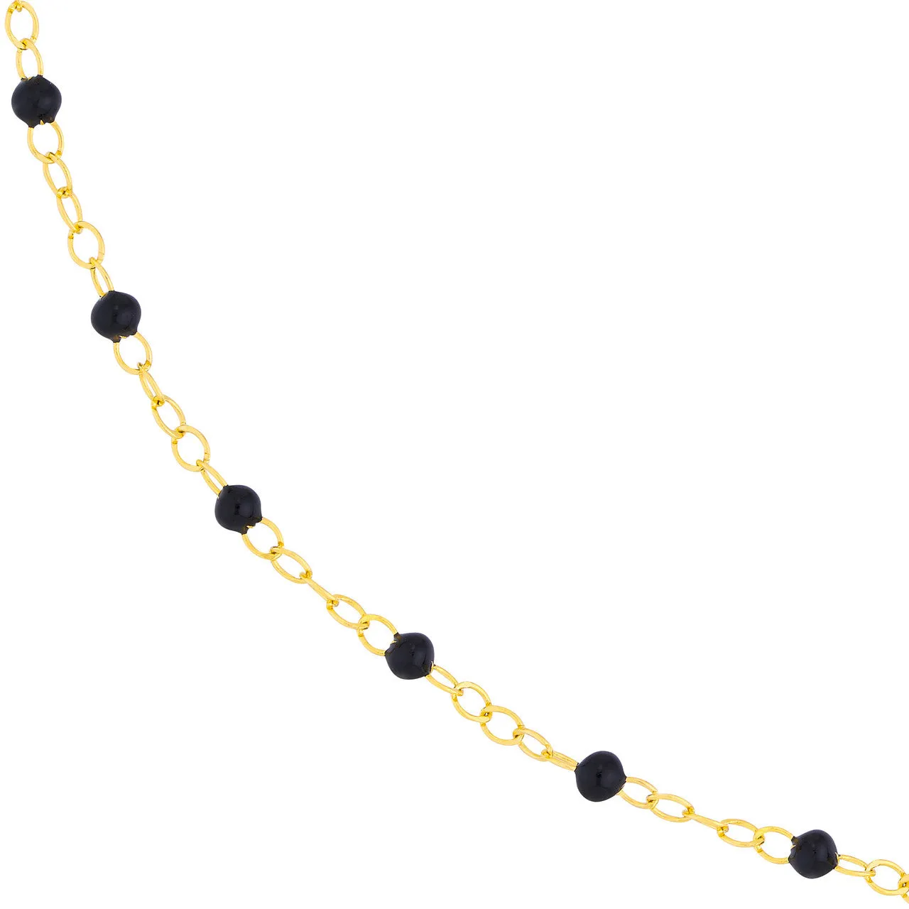 14K Yellow Gold Enamel Bead Chain Necklace