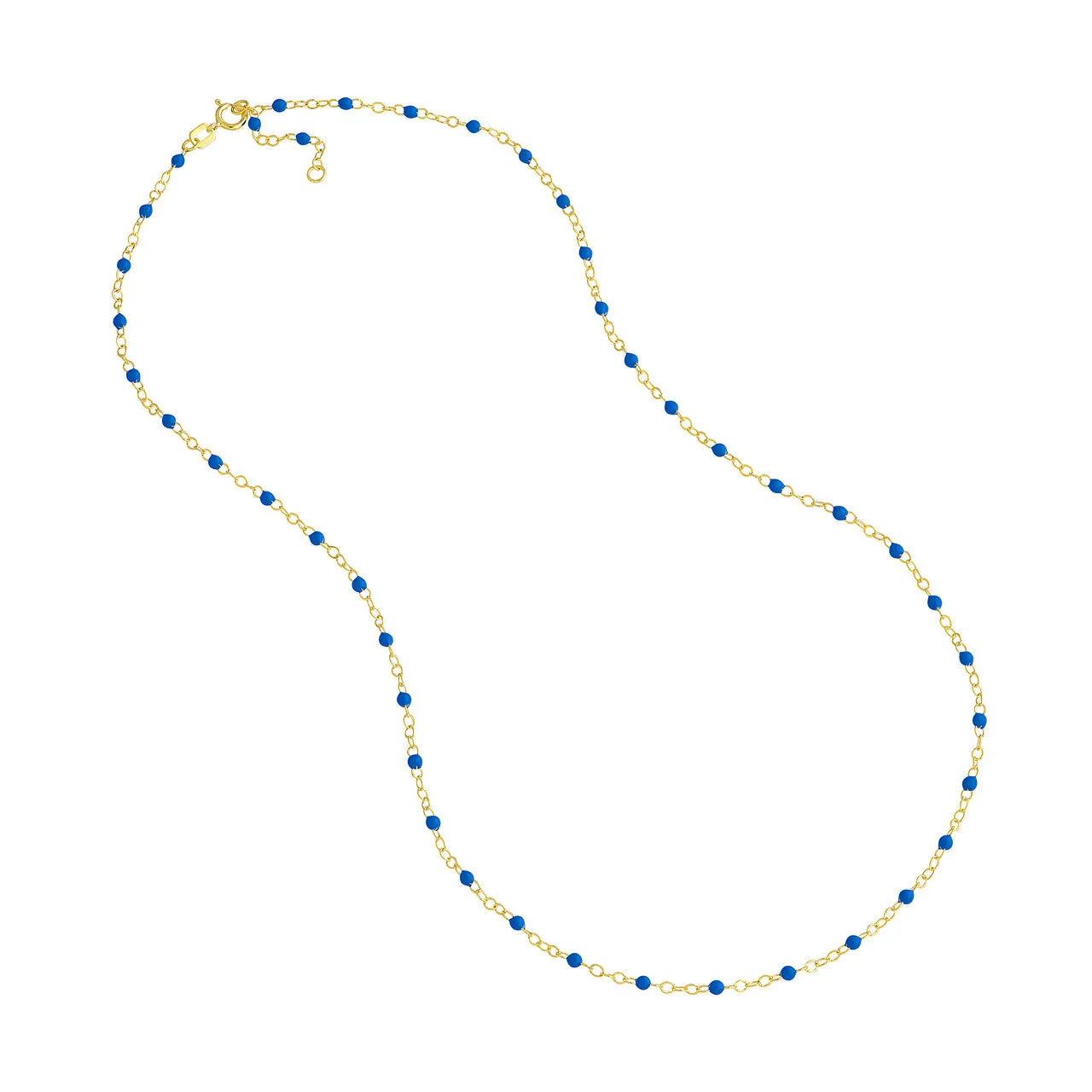 14K Yellow Gold Enamel Bead Chain Necklace