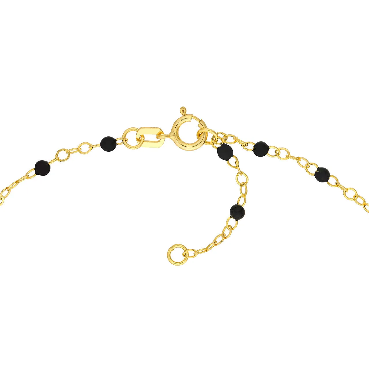14K Yellow Gold Enamel Bead Chain Necklace