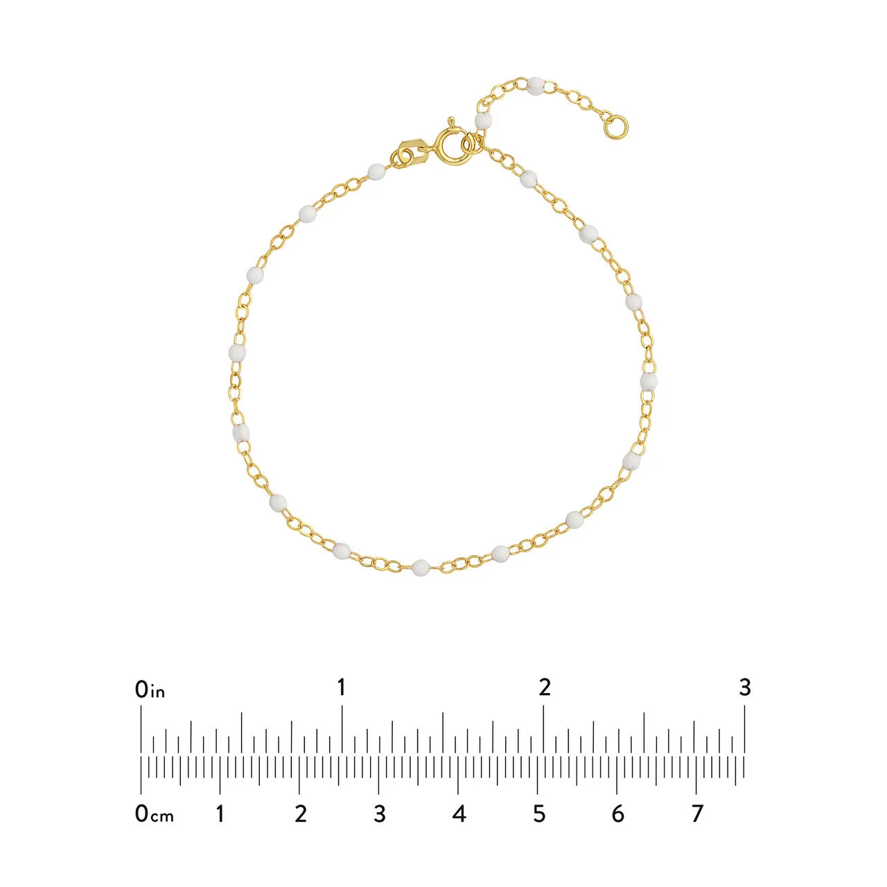 14K Yellow Gold Enamel Bead Chain Necklace