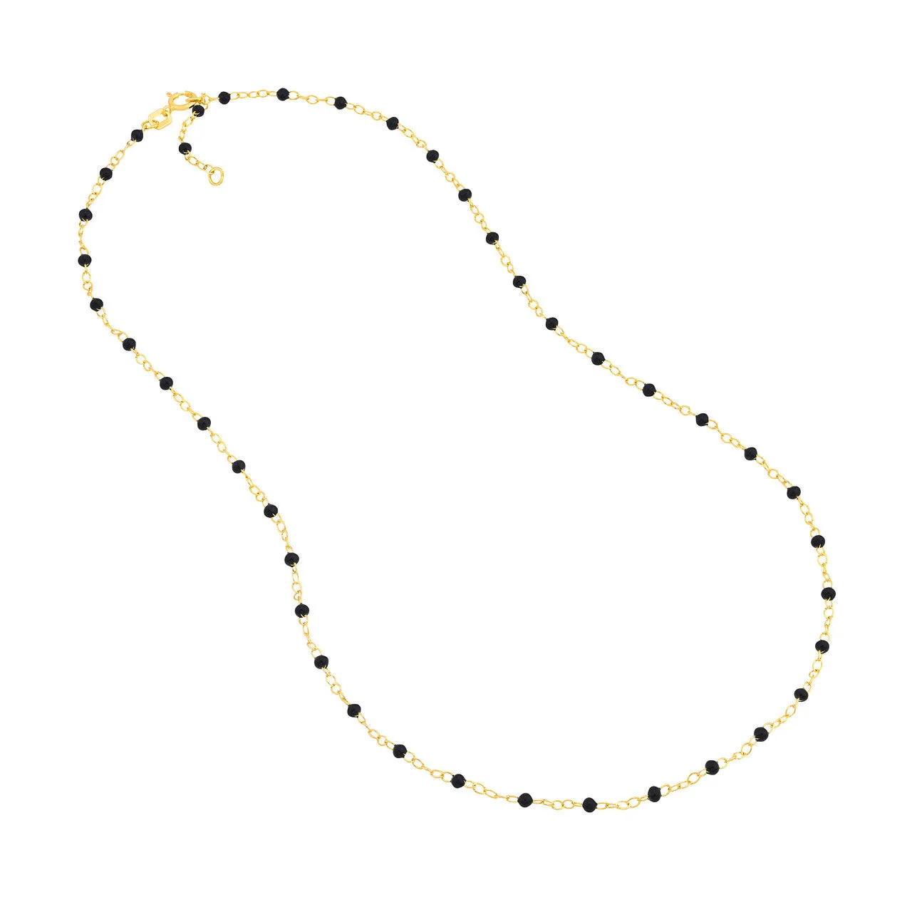 14K Yellow Gold Enamel Bead Chain Necklace