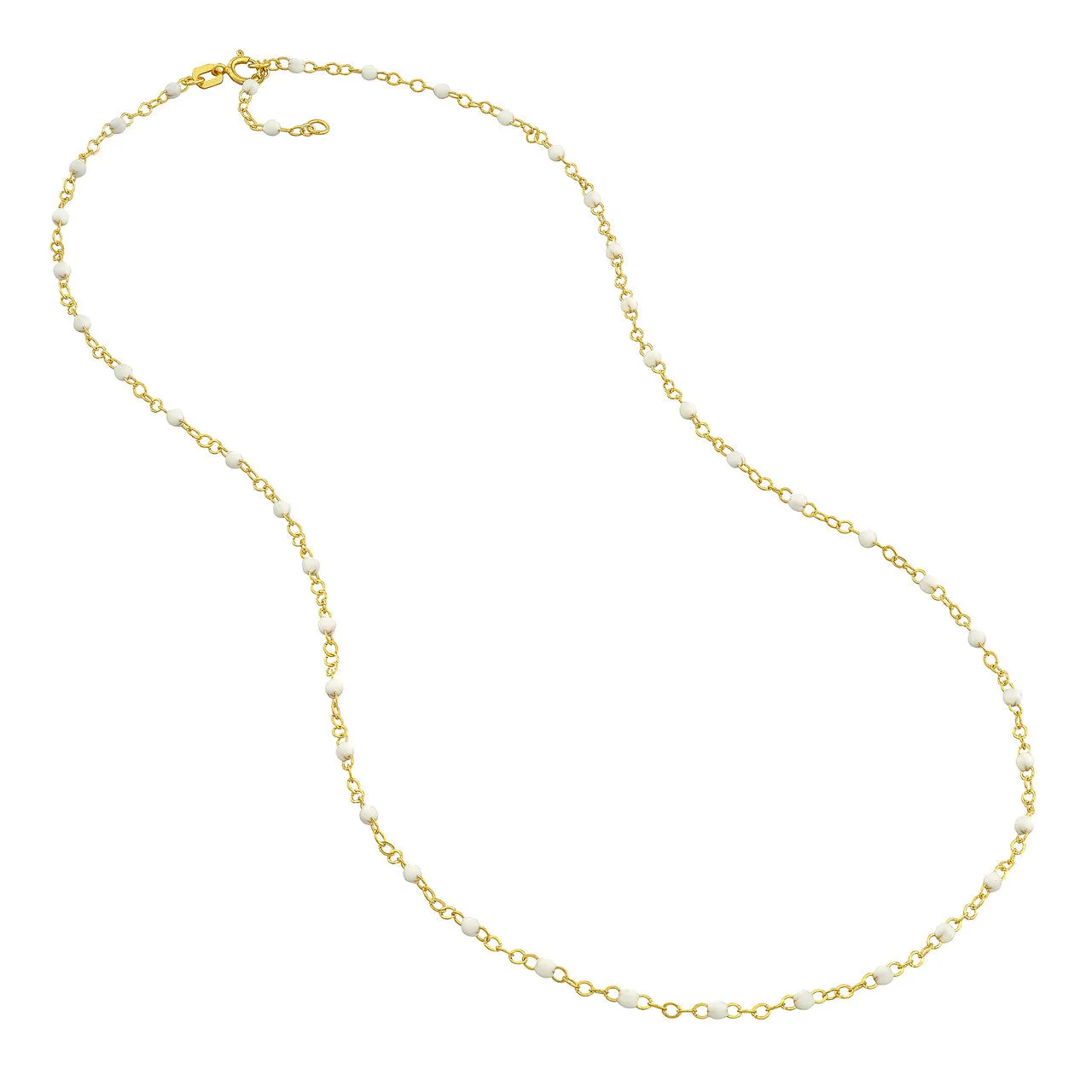 14K Yellow Gold Enamel Bead Chain Necklace