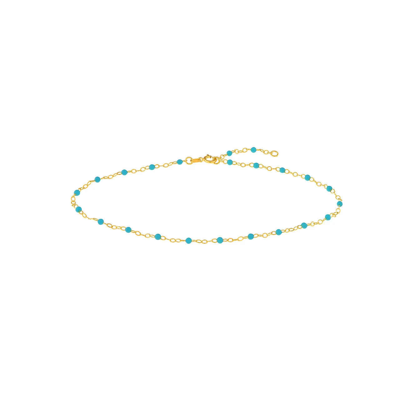 14K Yellow Gold Enamel Bead Chain Necklace