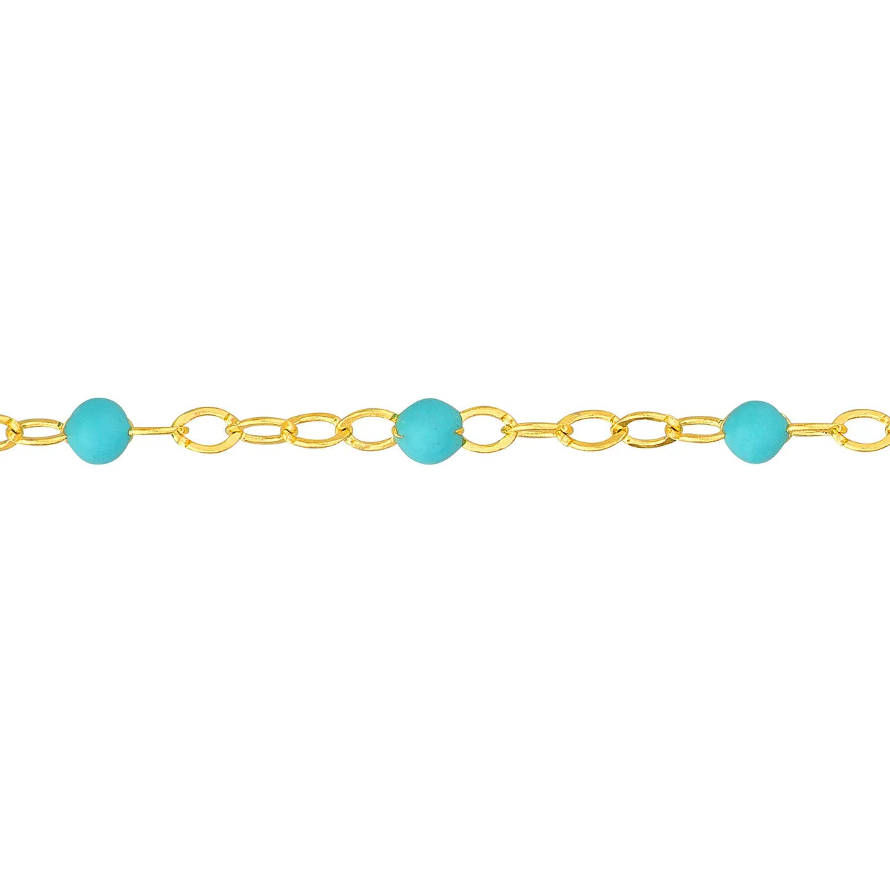 14K Yellow Gold Enamel Bead Chain Necklace