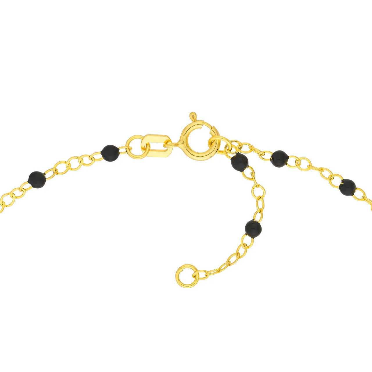 14K Yellow Gold Enamel Bead Chain Necklace