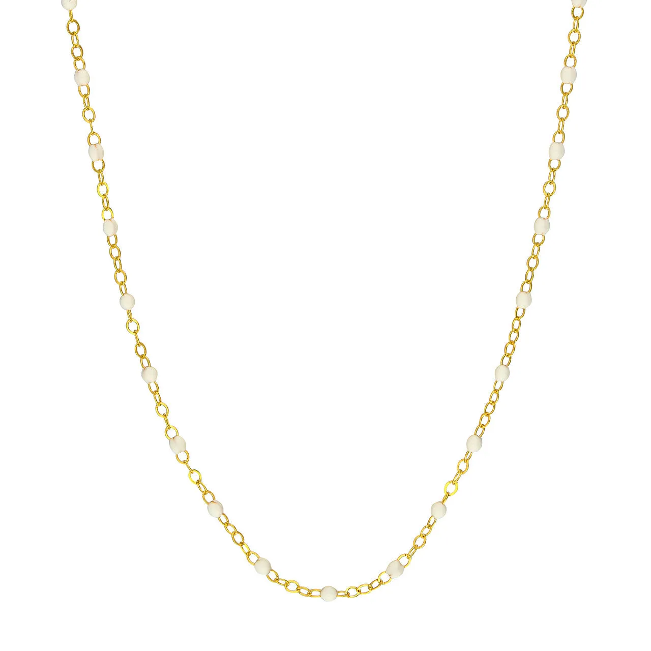 14K Yellow Gold Enamel Bead Chain Necklace