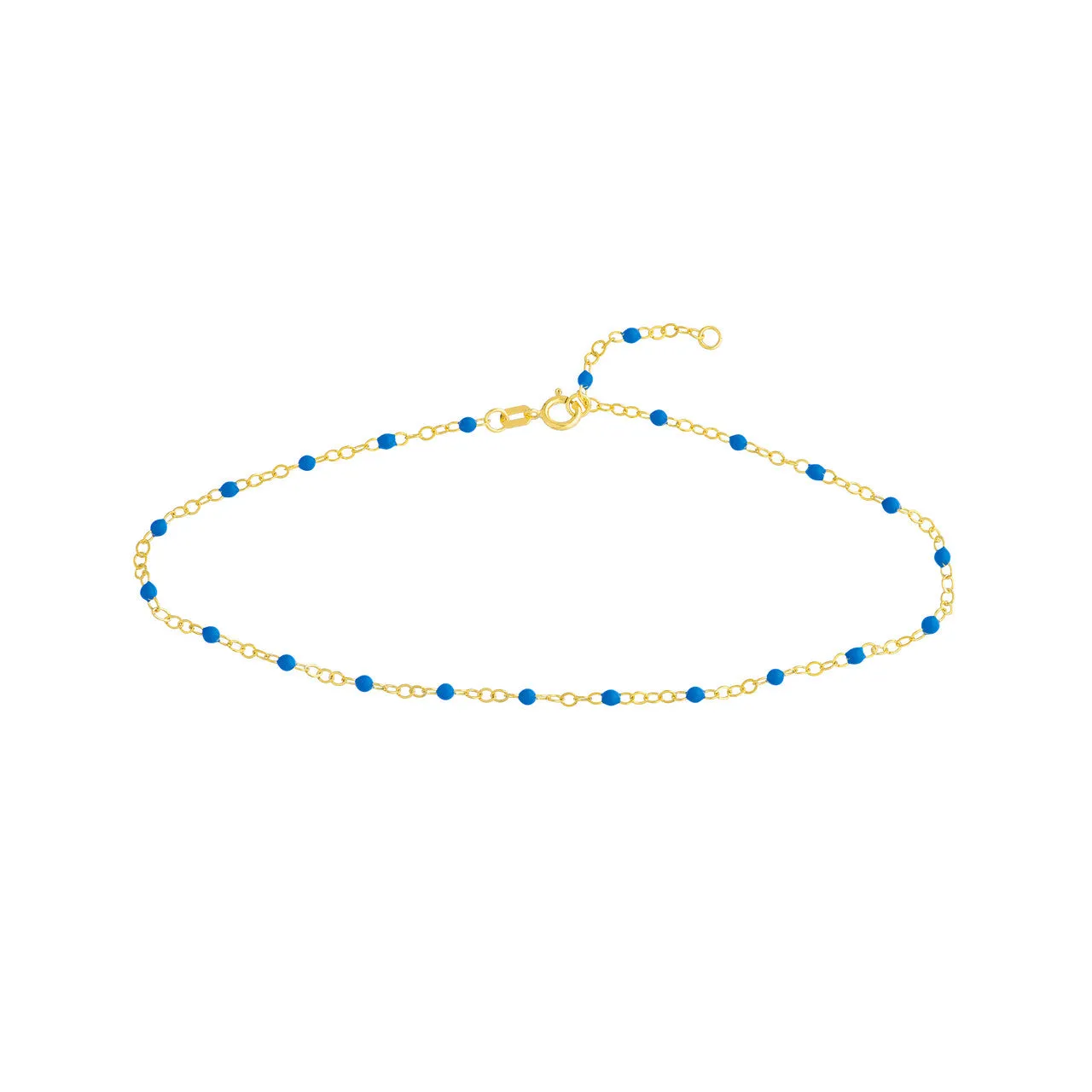 14K Yellow Gold Enamel Bead Chain Necklace