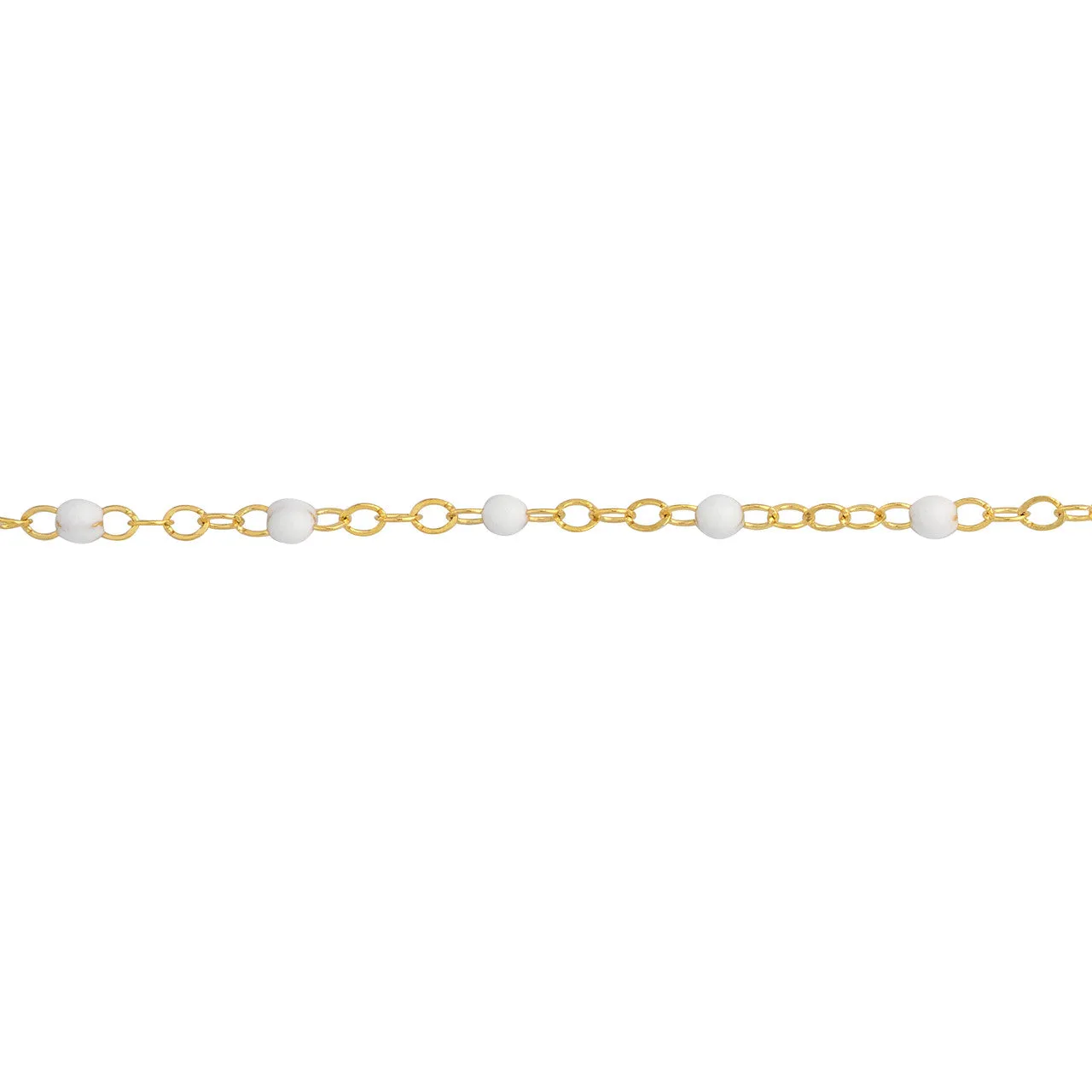 14K Yellow Gold Enamel Bead Chain Necklace