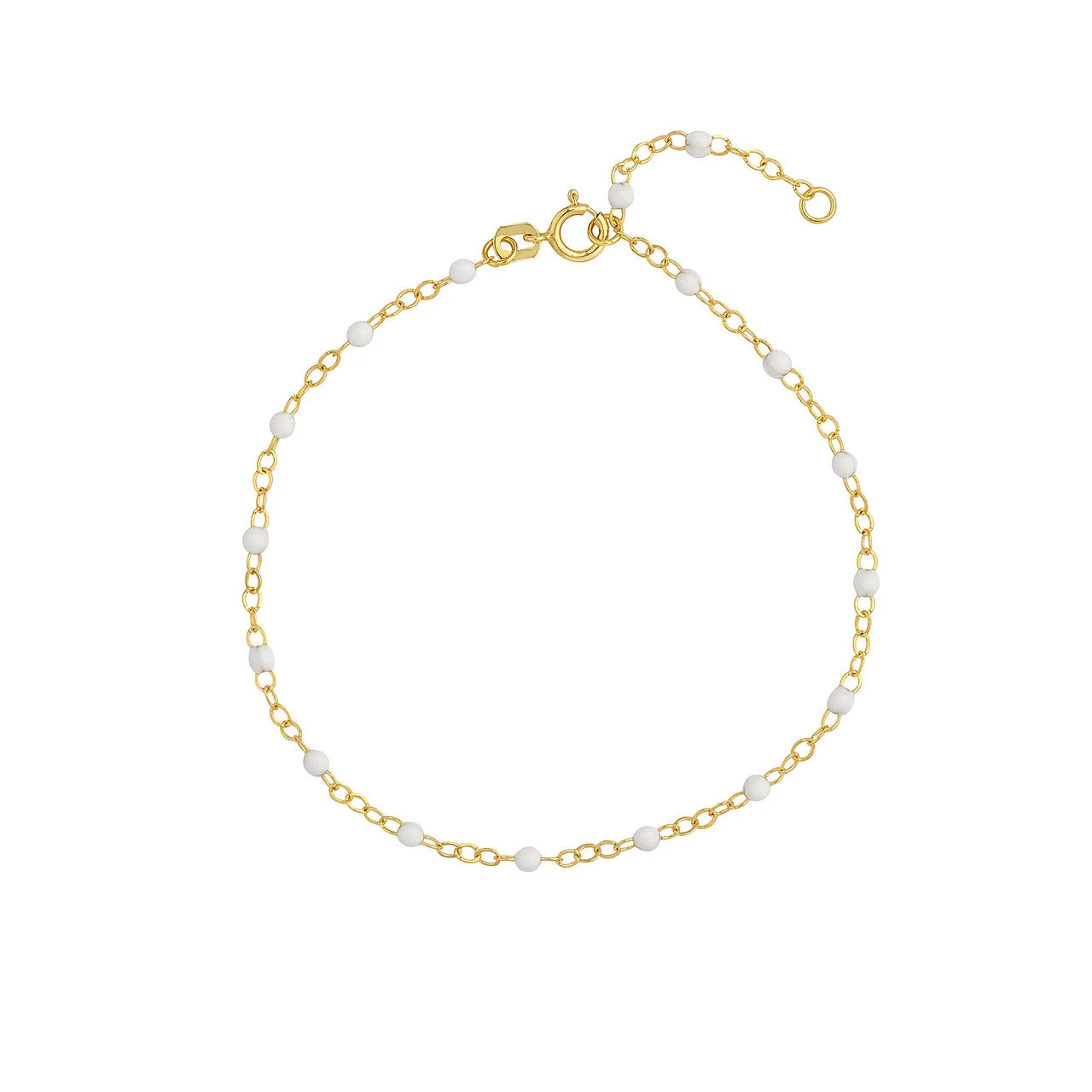 14K Yellow Gold Enamel Bead Chain Necklace