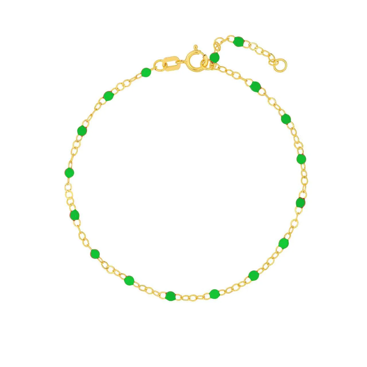 14K Yellow Gold Enamel Bead Chain Necklace