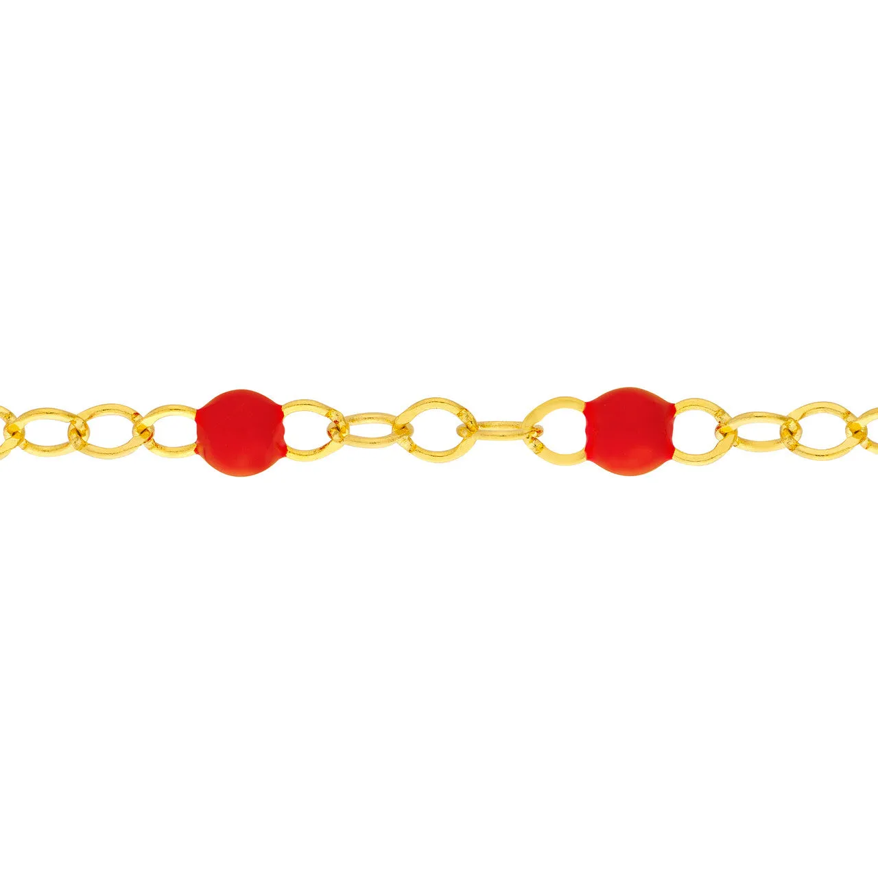 14K Yellow Gold Enamel Bead Chain Necklace