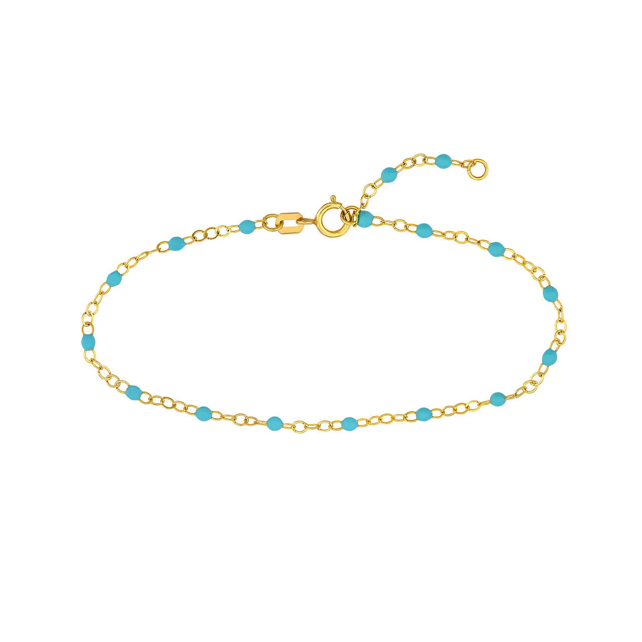 14K Yellow Gold Enamel Bead Chain Necklace