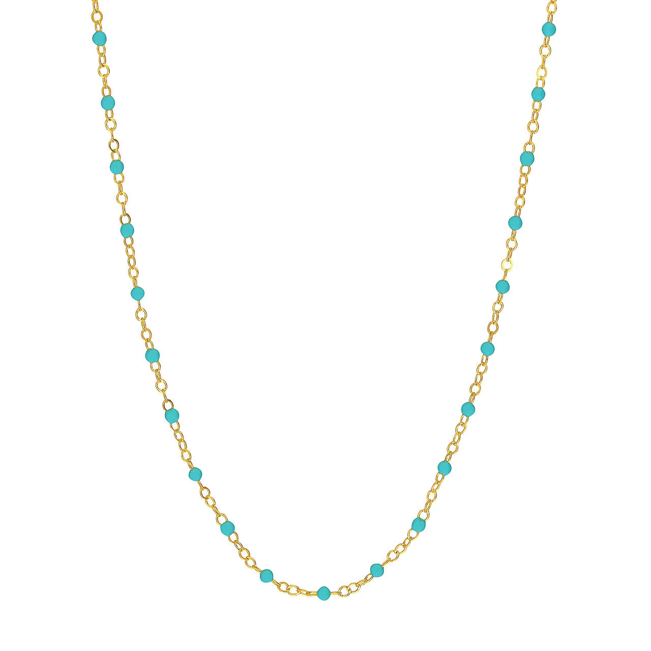 14K Yellow Gold Enamel Bead Chain Necklace