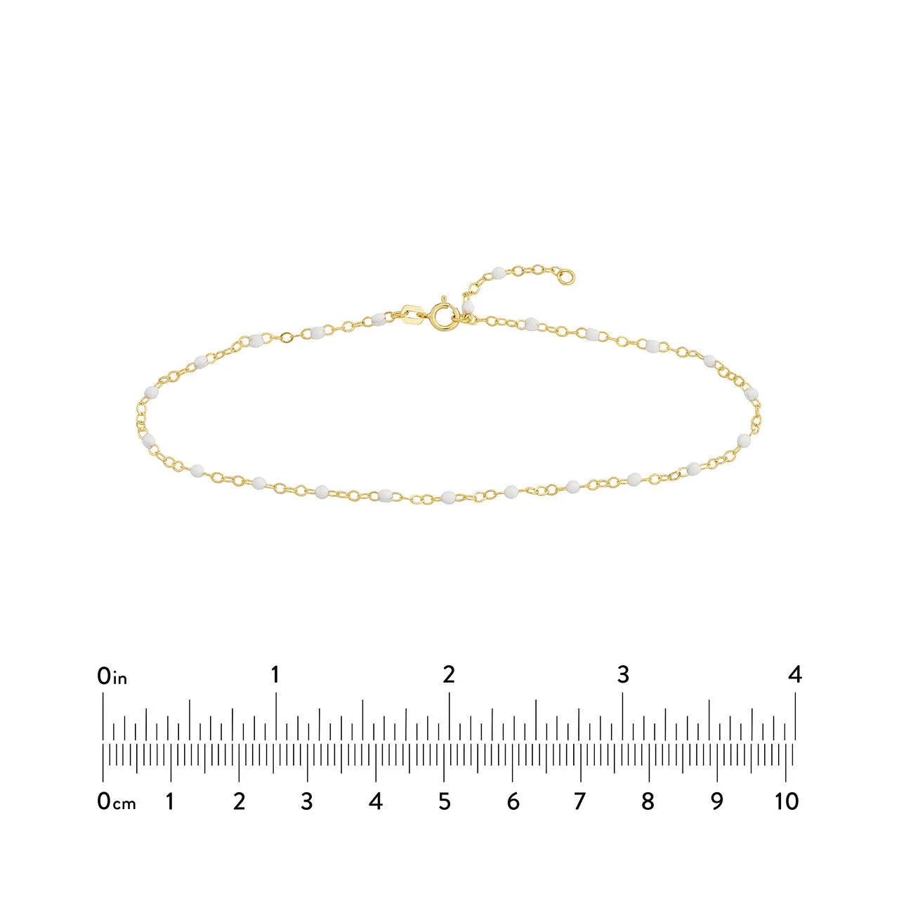 14K Yellow Gold Enamel Bead Chain Necklace