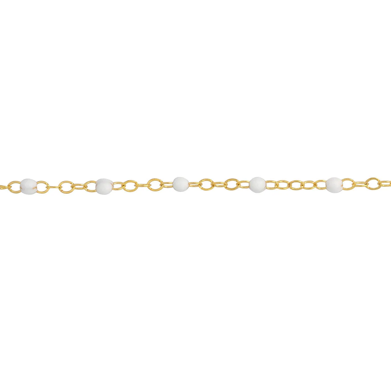 14K Yellow Gold Enamel Bead Chain Necklace