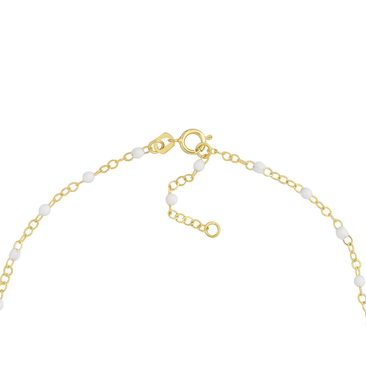 14K Yellow Gold Enamel Bead Chain Necklace