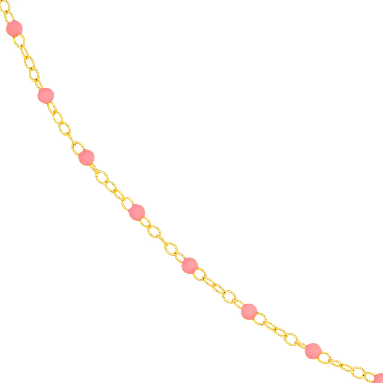 14K Yellow Gold Enamel Bead Chain Necklace
