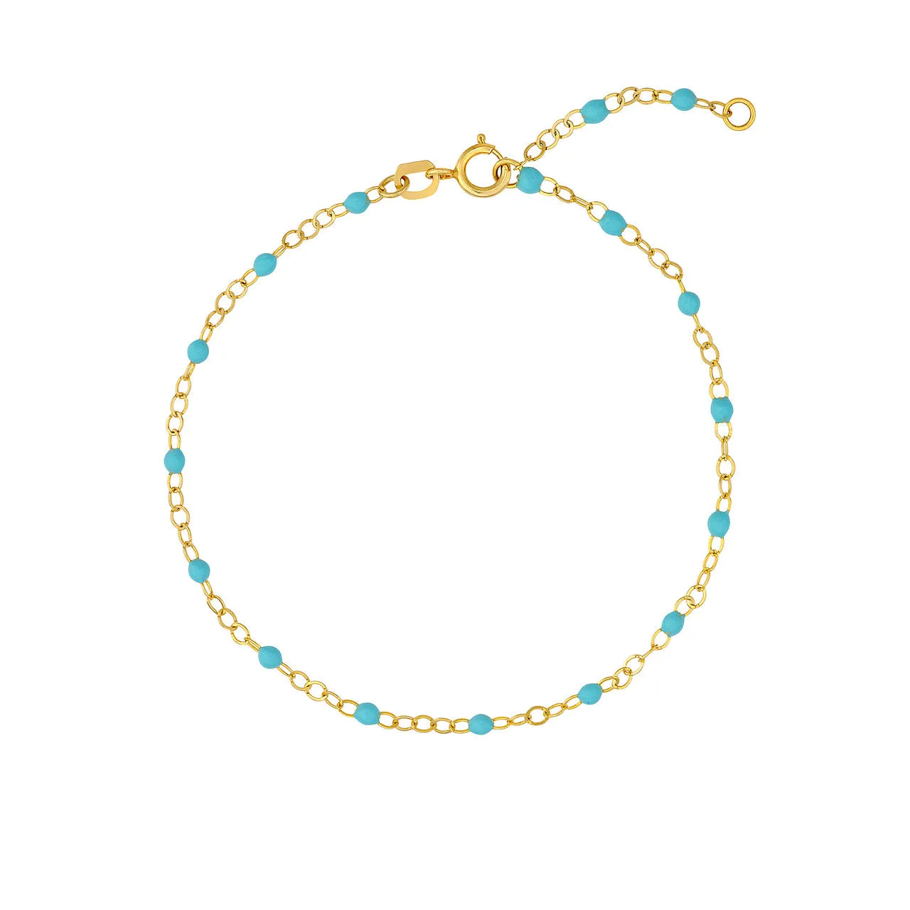 14K Yellow Gold Enamel Bead Chain Necklace