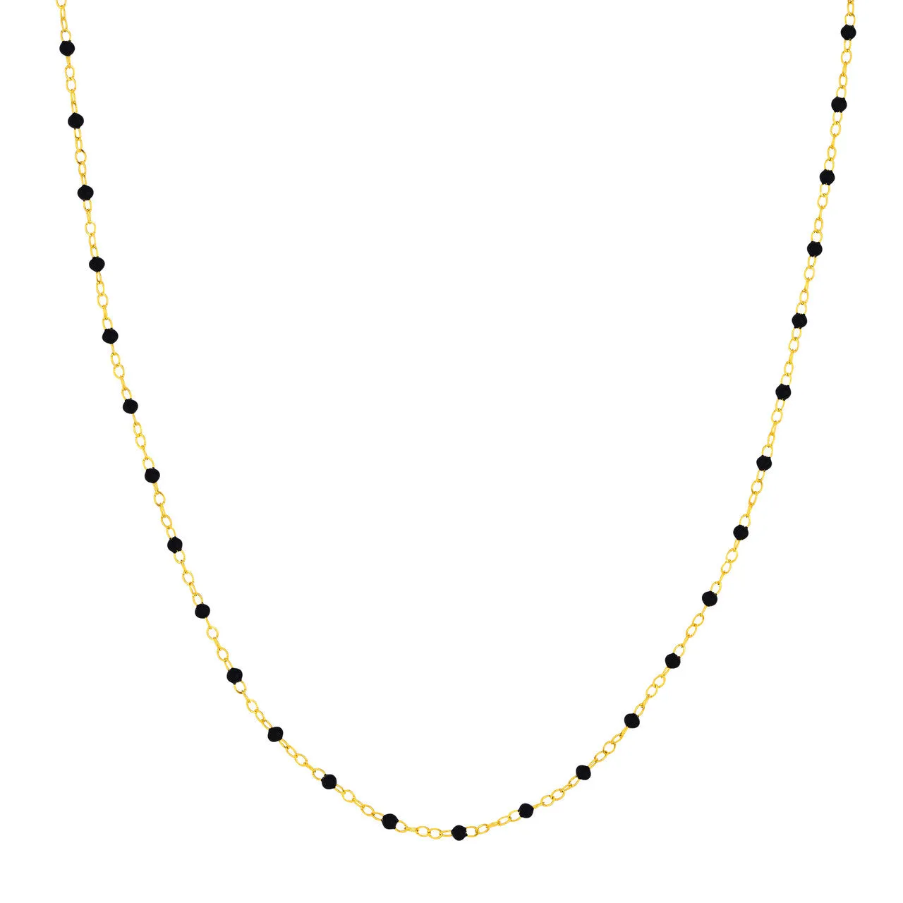 14K Yellow Gold Enamel Bead Chain Necklace