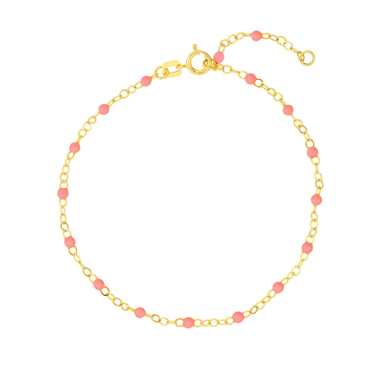 14K Yellow Gold Enamel Bead Chain Necklace