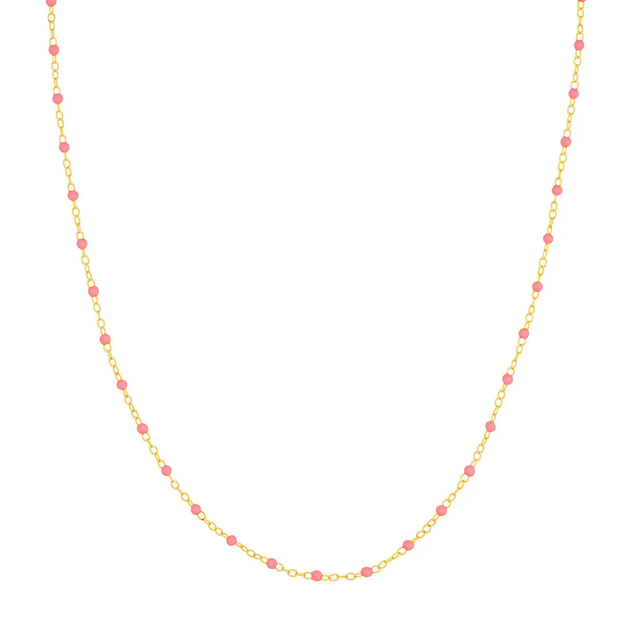 14K Yellow Gold Enamel Bead Chain Necklace
