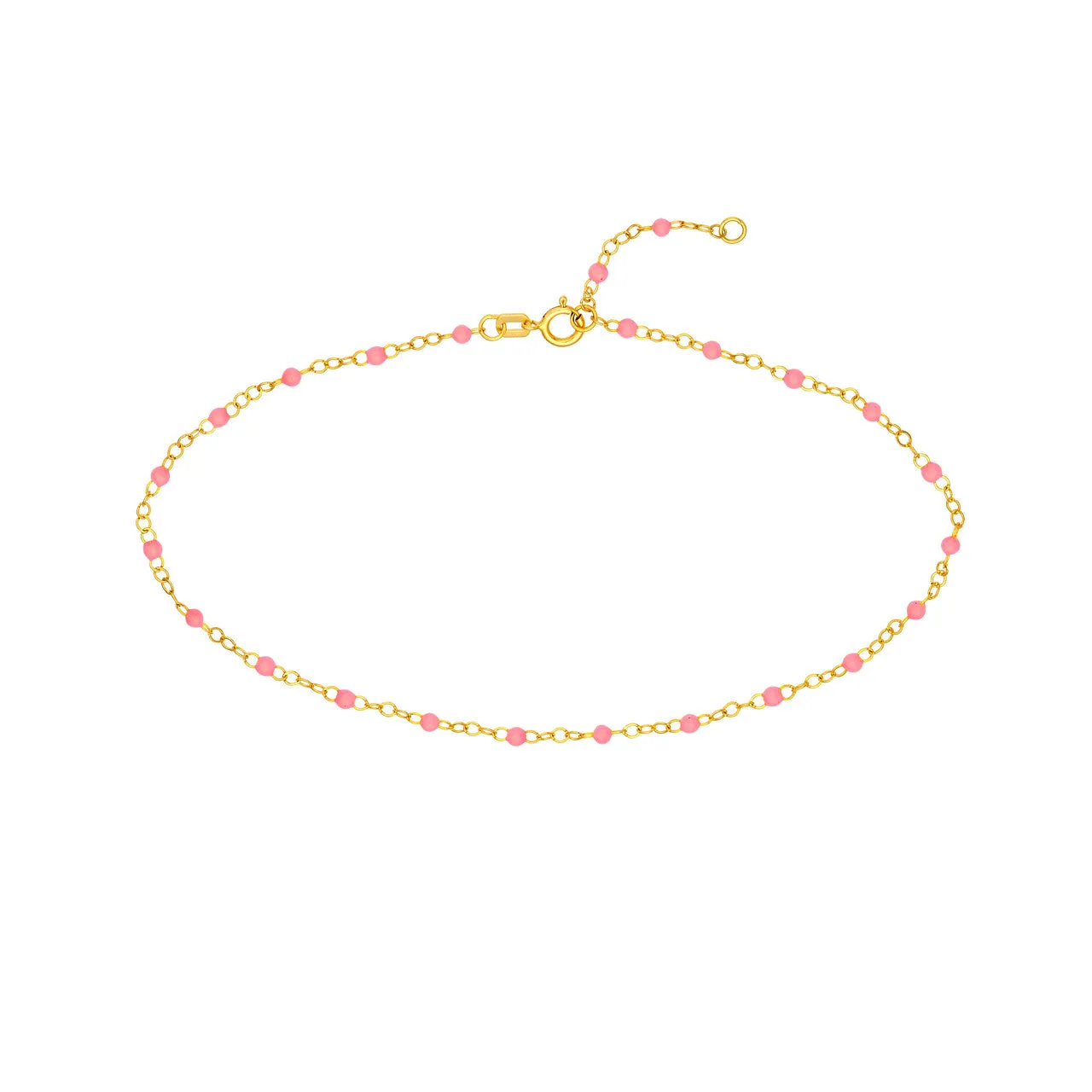 14K Yellow Gold Enamel Bead Chain Necklace